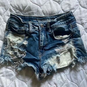 american eagle distressed washed shorts